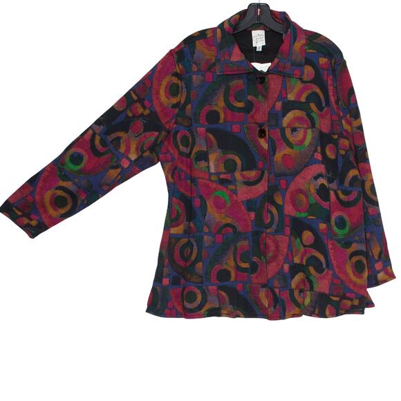 NWT Parsley & Sage Jacket Reversible Boho Abstract Colorful Retro Funky Artsy 1X - Picture 5 of 6